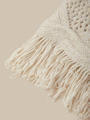 Pointelle Fringe Crewneck Sweater