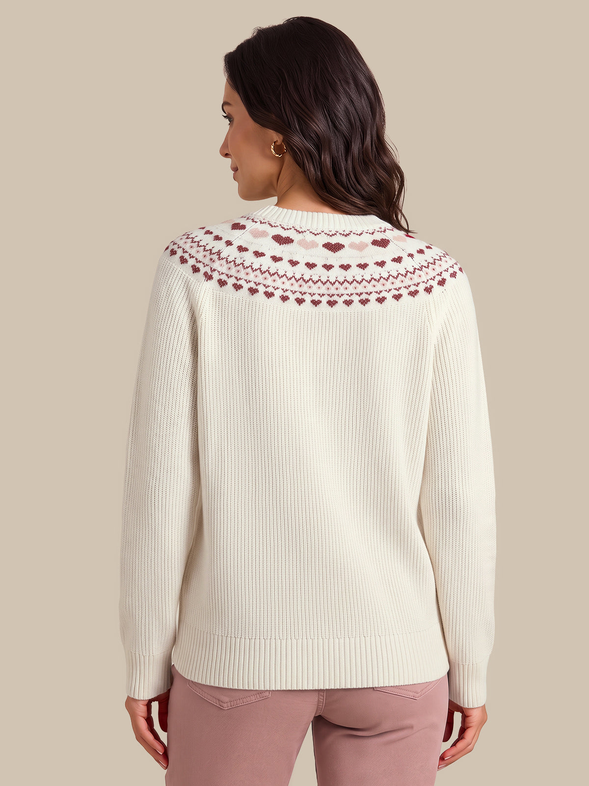 Crewneck Hearts Fair Isle Pullover