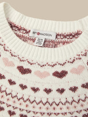 Crewneck Hearts Fair Isle Pullover