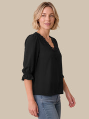 Lace Trim V-Neck Top