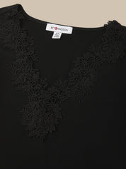 Lace Trim V-Neck Top