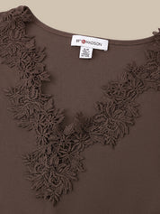 Lace Trim V-Neck Top