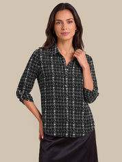Print Roll-Tab Button-Up Shirt