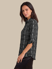 Print Roll-Tab Button-Up Shirt