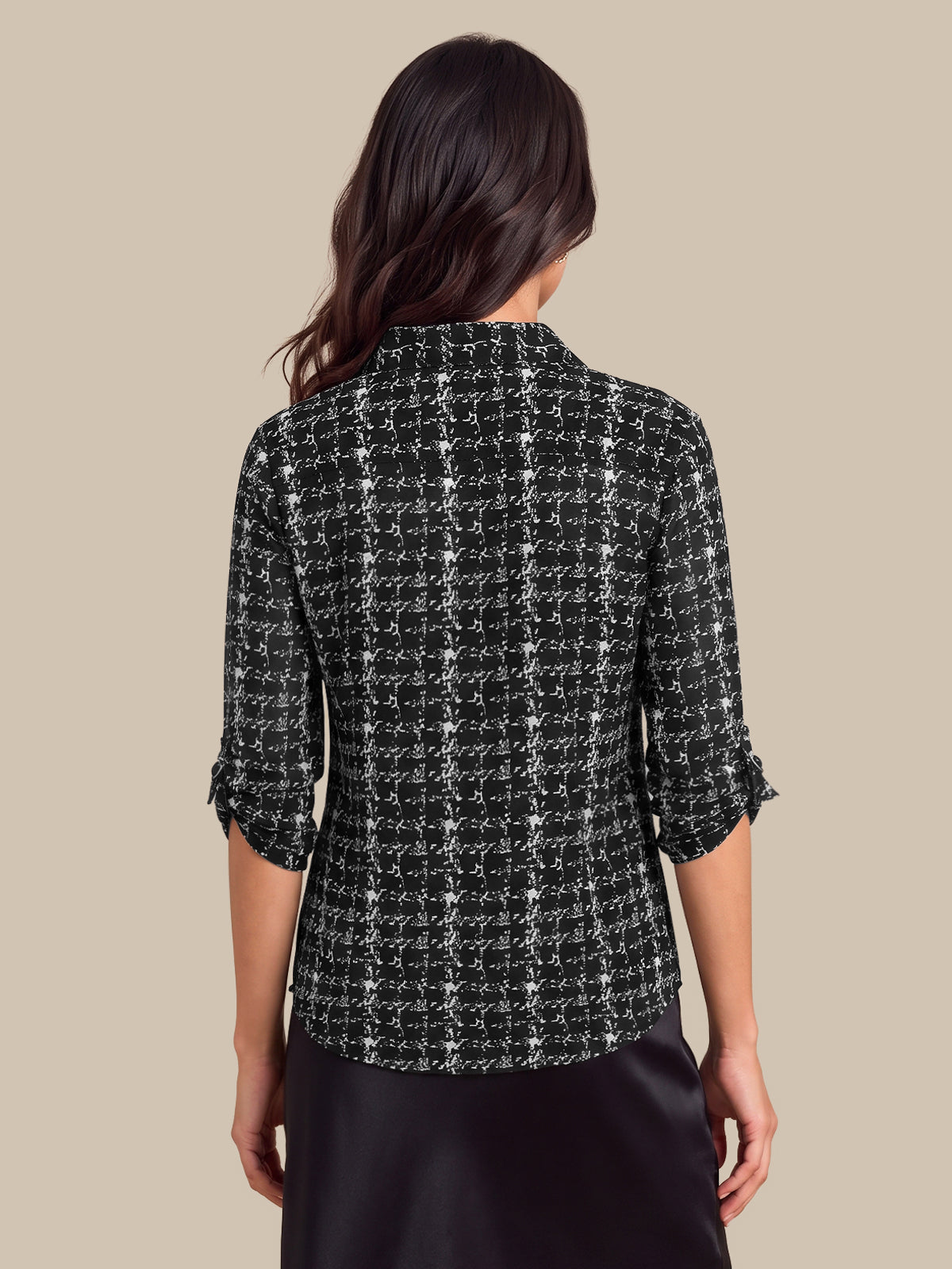 Print Roll-Tab Button-Up Shirt