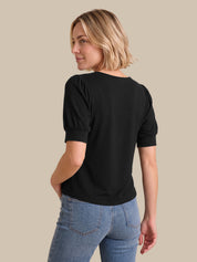 Gel Tape V-Neck Puff Sleeve Top
