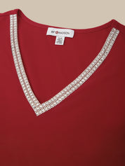 Gel Tape V-Neck Puff Sleeve Top