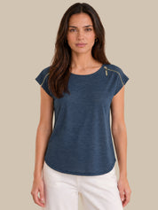 Zip Detail Dolman Sleeve Top