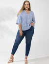 Plus Tie Split Neck Blouse