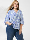 Plus Tie Split Neck Blouse